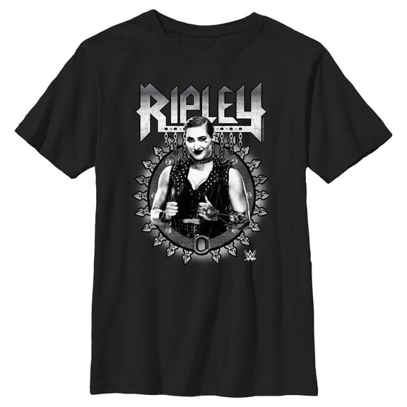 Boy's WWE Ripley Black and White Photo Graphic Tee Black X Small