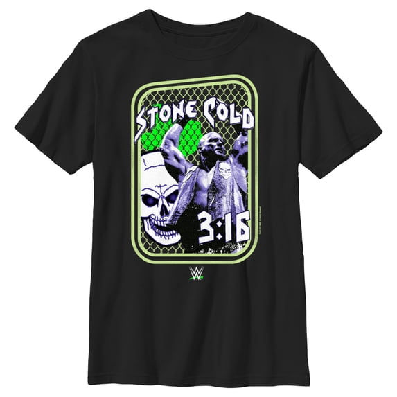 Boy's WWE Stone Cold Steve Austin 3:16 Collage Graphic Tee Black Large