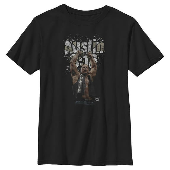 Boy's WWE Stone Cold Steve Austin 3:16 Shattered Glass Graphic Tee Black Large