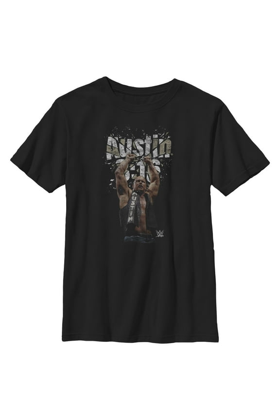 Boy's WWE Stone Cold Steve Austin 3:16 Shattered Glass Graphic Tee Black Medium