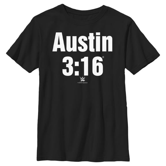 Boy's WWE Stone Cold Steve Austin 3:16 White Logo Graphic Tee Black X Large