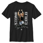 Boy's WWE Stone Cold Steve Austin Signature Photo Graphic Tee Black Large