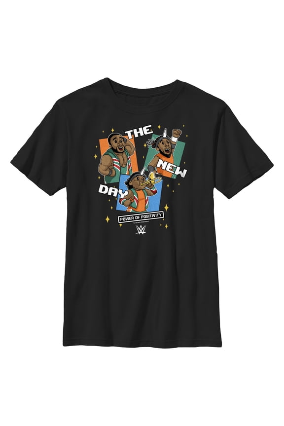 Boy's WWE The New Day Animated Graphic Tee Black Large