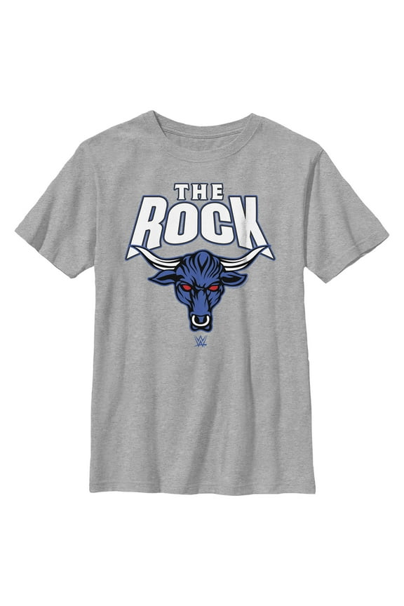 Boy's WWE The Rock Bull Logo Graphic Tee Athletic Heather Small