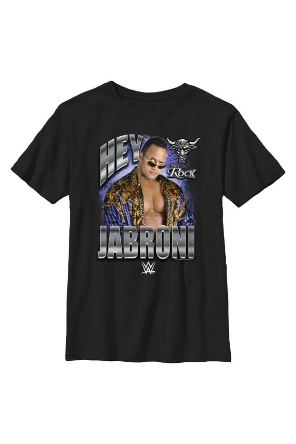 Boy's WWE The Rock Hey Jabroni Graphic Tee Black Large