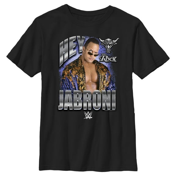 Boy's WWE The Rock Hey Jabroni Graphic Tee Black Medium