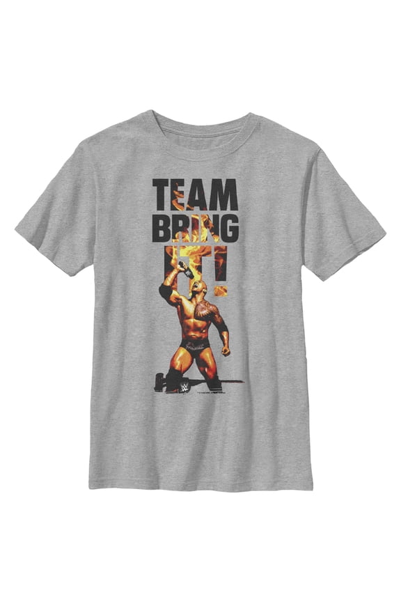 Boy's WWE The Rock Team Bring It Graphic Crop T-Shirt Athletic Heather Large