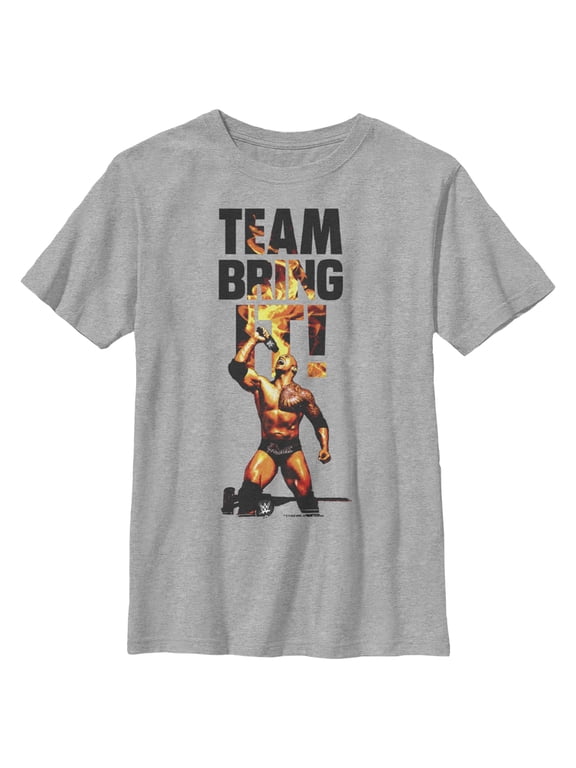 Boy's WWE The Rock Team Bring It Graphic Crop T-Shirt Athletic Heather Small