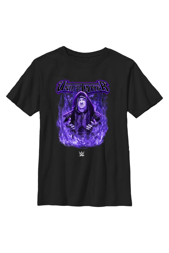 Boy's WWE Undertaker Purple Flames  Graphic Tee Black Small