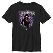 Boy's WWE Undertaker Purple Lightning Logo  Graphic Tee Black Small