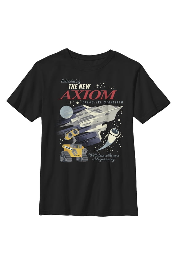 Boy's Wall-E New Axiom Poster Graphic Tee Black X Large