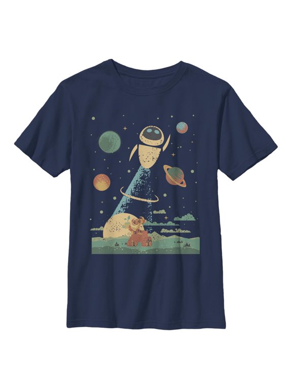 Boy's Wall-E Wall-E & EVE in Space Graphic Tee Navy Blue Small