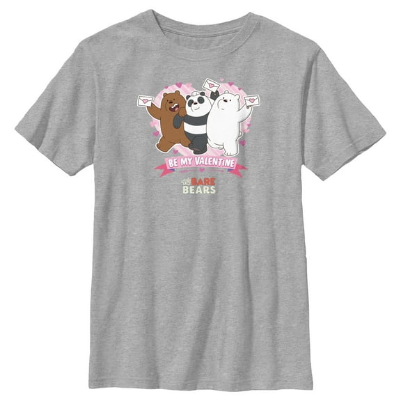 Boy's We Bare Bears Be My Valentine  Graphic Tee Athletic Heather Large