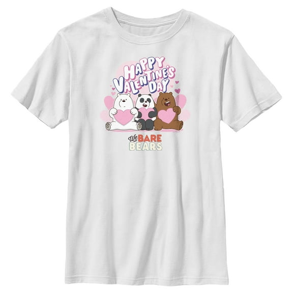 Boy's We Bare Bears Happy Valentine's Day Hearts  Graphic Tee White X Large