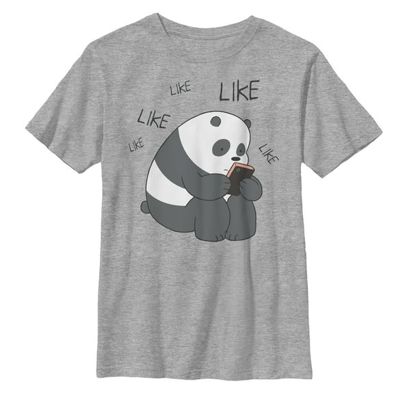 Boy's We Bare Bears Panda Internet Likes Graphic Tee Athletic Heather Large