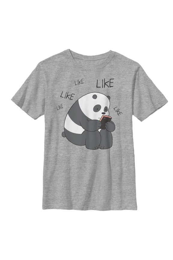 Boy's We Bare Bears Panda Internet Likes Graphic Tee Athletic Heather Large