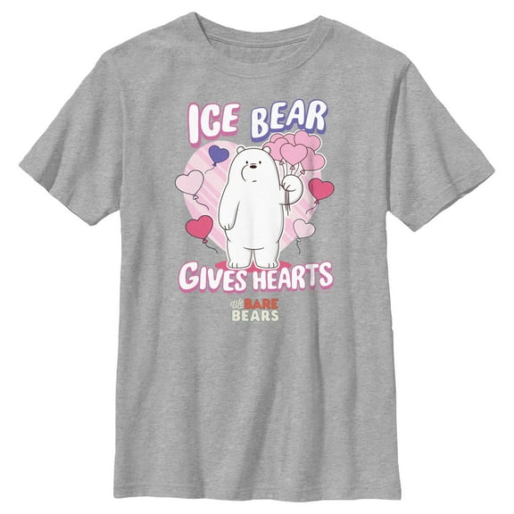 Boy's We Bare Bears Valentine's Day Ice Bear Gives Hearts Graphic Tee Athletic Heather Large