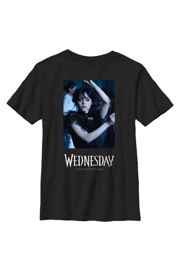 Boy's Wednesday Dance Scene Logo Graphic Tee Black X Large