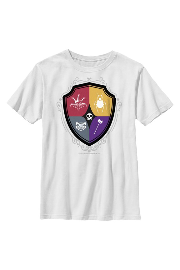 Boy's Wednesday Icons Crest  Graphic Tee White X Large
