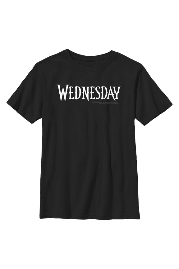 Boy's Wednesday Simple Logo  Graphic Tee Black X Large