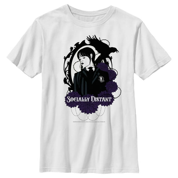 Boy's Wednesday Socially Distant  Graphic Tee White Medium