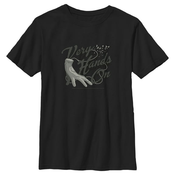 Boy's Wednesday Thing Very Hands On  Graphic Tee Black Large