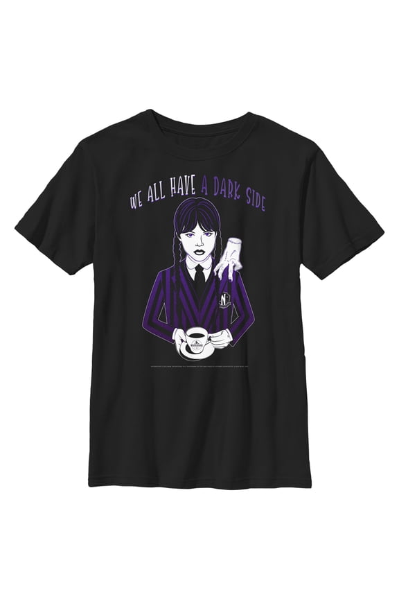 Boy's Wednesday We All Have a Dark Side Graphic Tee Black X Large