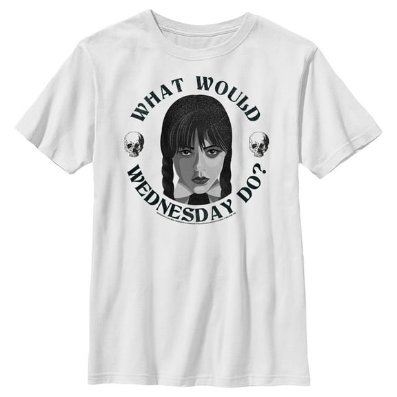 Boy's Wednesday What Would Wednesday Do? Graphic Tee White Large
