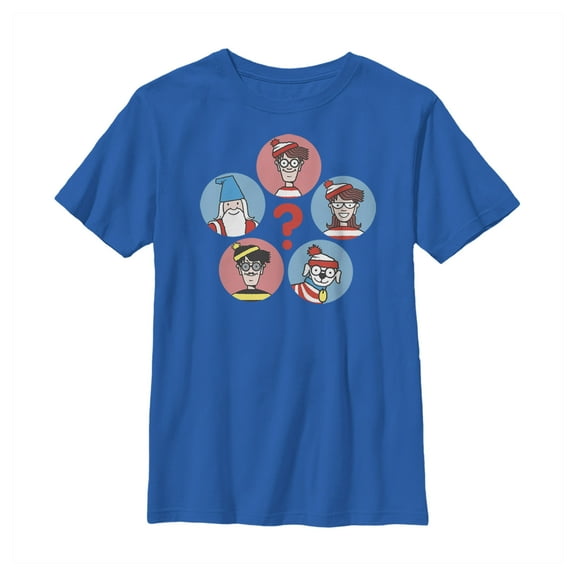 Boy's Where's Waldo Character Circle Graphic Tee Royal Blue Medium