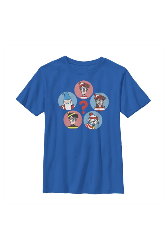 Boy's Where's Waldo Character Circle Graphic Tee Royal Blue Medium