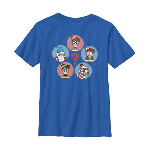 Boy's Where's Waldo Character Circle Graphic Tee Royal Blue Small
