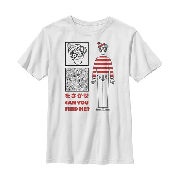 Boy's Where's Waldo Kanji Can You Find Me?  Graphic Tee White Large