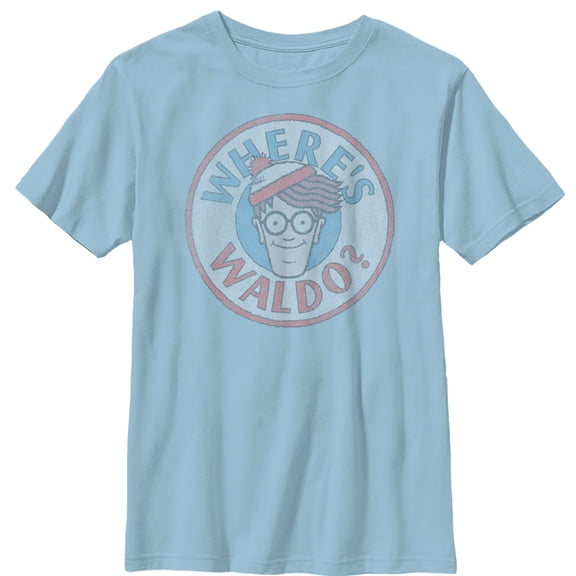 Boy's Where's Waldo Retro Character Circle Graphic Tee Light Blue X Small