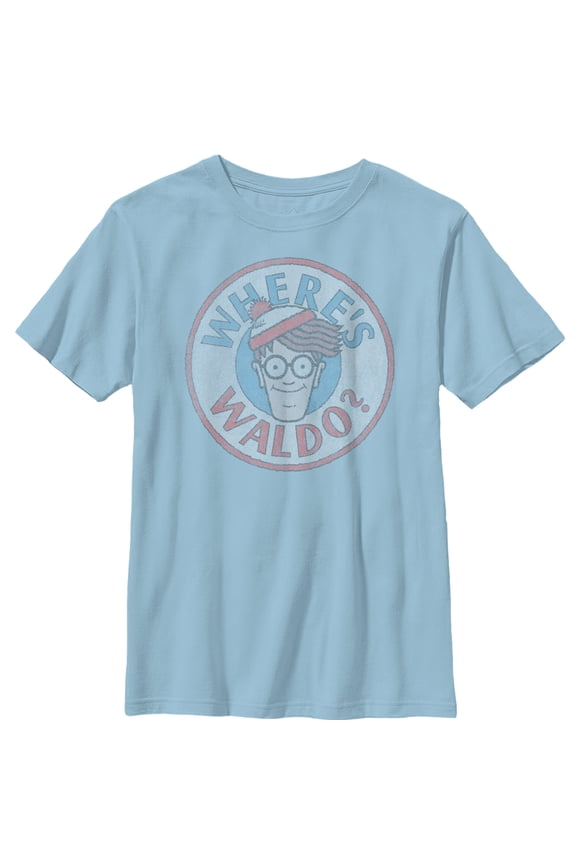 Boy's Where's Waldo Retro Character Circle Graphic Tee Light Blue X Small