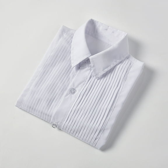 Boy's White Shirt With a Pleated Pattern on the Chest to be Worn During the Wedding Graduation Ceremony
