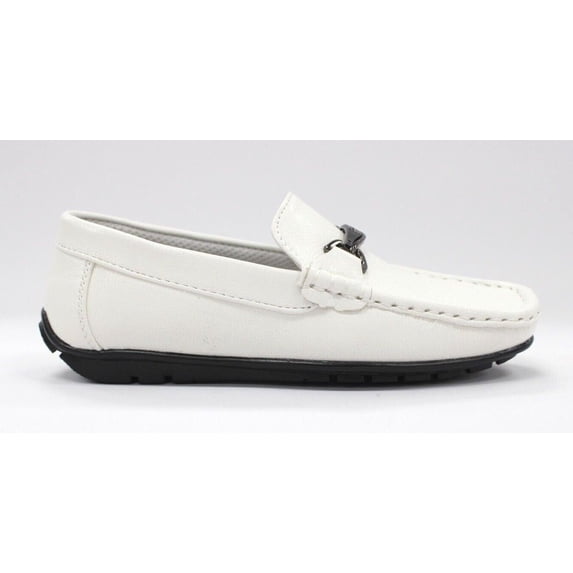 Boy's White Slip On Loafers Party Shoe By Easystride