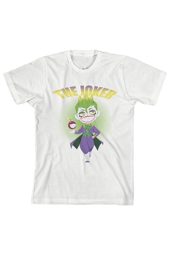 Boy's White Tee, Chibi Joker Full-Body-L