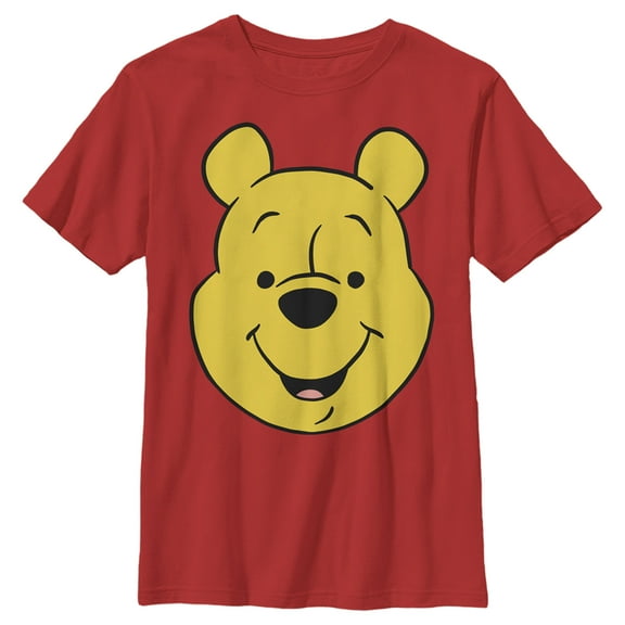 Boy's Winnie the Pooh Bear Big Face Graphic Tee Red Large
