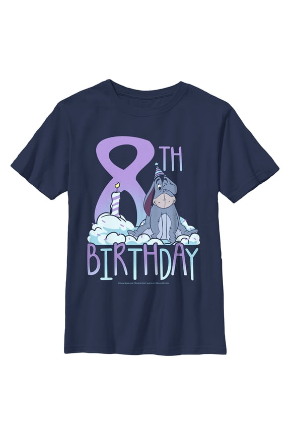 Boy's Winnie the Pooh Eeyore 8th Birthday Graphic Tee Navy Blue Medium