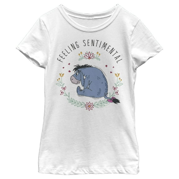 Boy's Winnie the Pooh Eeyore Feeling Sentimental With Flowers  Graphic Tee White Medium