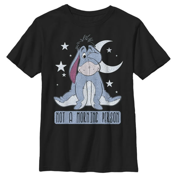 Boy's Winnie the Pooh Eeyore Not A Morning Person Graphic Tee Black X Small