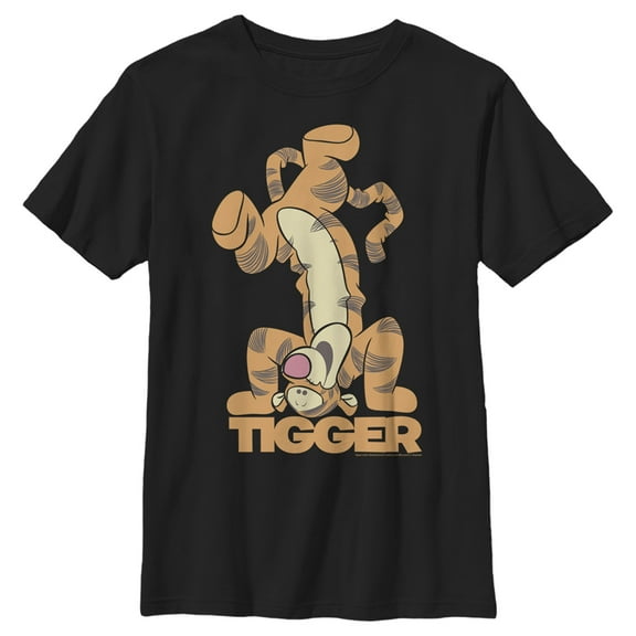 Boy's Winnie the Pooh Handstand Tigger  Graphic Tee Black X Large