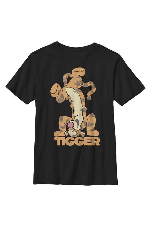 Boy's Winnie the Pooh Handstand Tigger Graphic Tee Black X Large