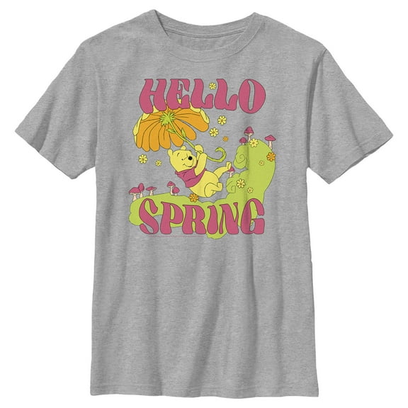 Boy's Winnie the Pooh Hello Spring  Graphic Tee Athletic Heather Large