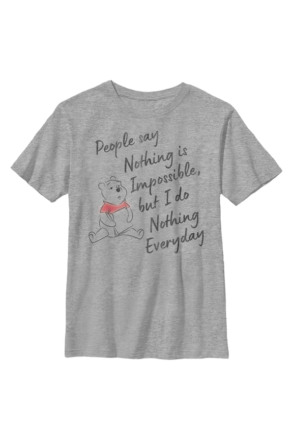 Boy's Winnie the Pooh I Do Nothing Everyday Graphic Tee Athletic Heather Large