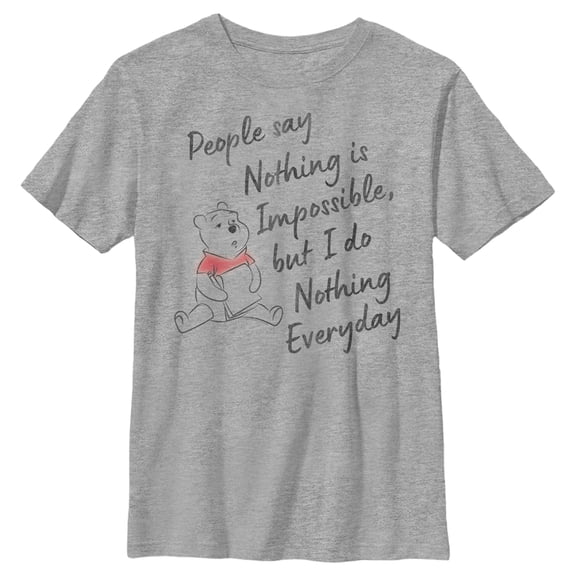 Boy's Winnie the Pooh I Do Nothing Everyday  Graphic Tee Athletic Heather Medium