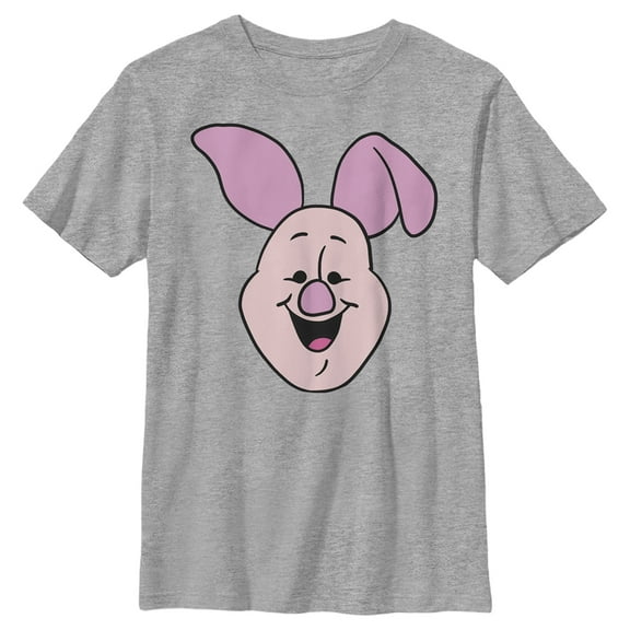 Boy's Winnie the Pooh Piglet Big Face Graphic Tee Athletic Heather Large