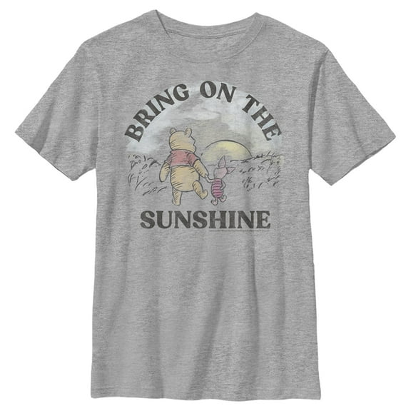 Boy's Winnie the Pooh Piglet Bring On The Sunshine  Graphic Tee Athletic Heather Medium