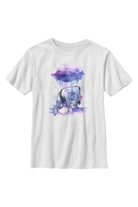 Boy's Winnie the Pooh Rainy Watercolor Eeyore  Graphic Tee White Large