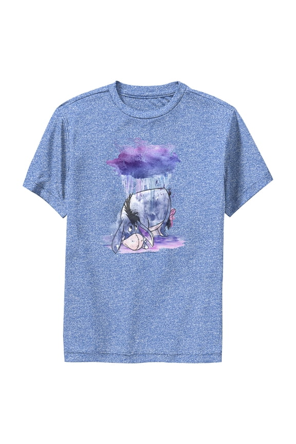 Boy's Winnie the Pooh Rainy Watercolor Eeyore Performance Graphic Tee Royal Blue Heather Large